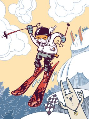 The brave ski freerider. clipart