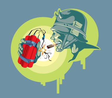 The soldier with an explosive. clipart