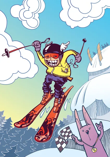 Freerider de ski courageux . — Image vectorielle