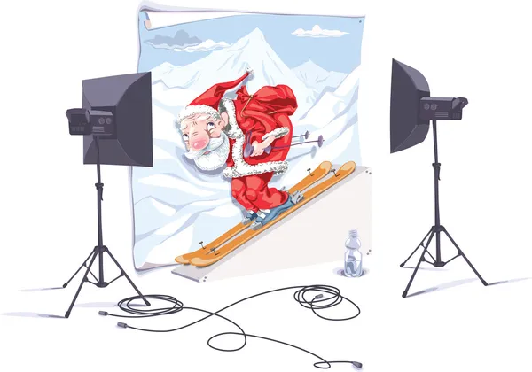 Sciare Babbo Natale . — Vettoriale Stock
