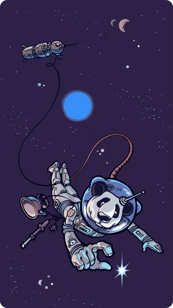Panda o astronauta . — Vetor de Stock