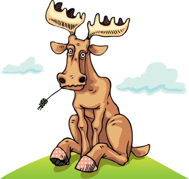 Resting dull moose. clipart