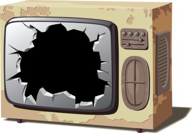 Old broken TV set. clipart