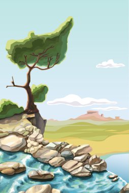 Tree on the brink of a precipice clipart
