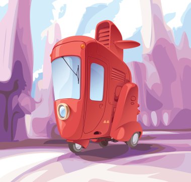 Three-wheeled small city car. clipart