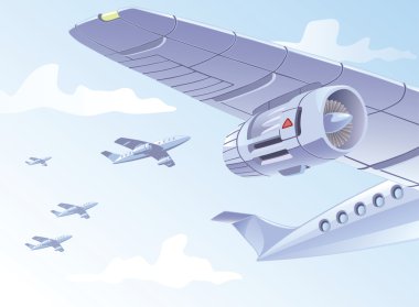 Airplane wing with the turbine. clipart