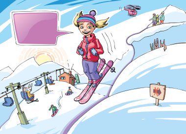 Skiing girl clipart