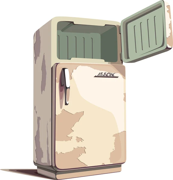 Oude roestige koelkast. — Stockvector