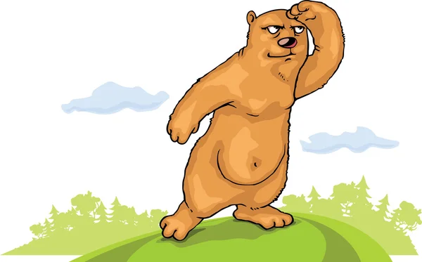Niedźwiedź brunatny jest oglądanie. — Wektor stockowy