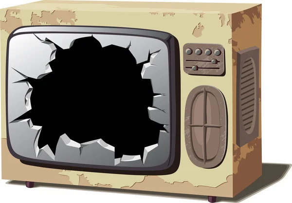 Παλαιό σπασμένα τηλεόραση σύνολο. — Διανυσματικό Αρχείο