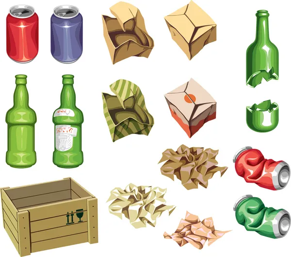 Emballage et déchets . — Image vectorielle