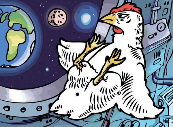 Space-chicken. — Stock Vector
