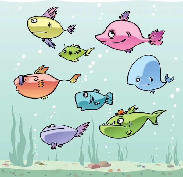 Ensemble des poissons de dessin animé . — Image vectorielle