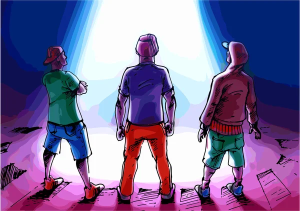 三名男子正在看光. — 图库矢量图片