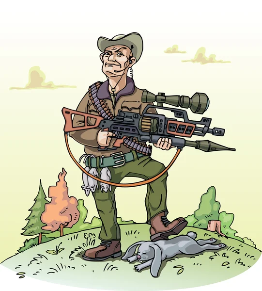 Jäger und seine Tasche — Stockvektor