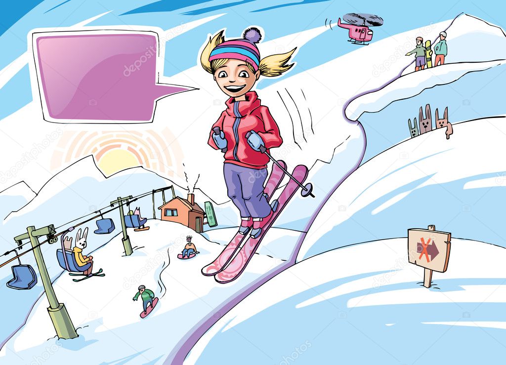 Cute Ski Girl stock vector. Illustration of thin, pretty - 10258974