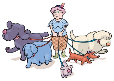 Walking with the dogs clipart