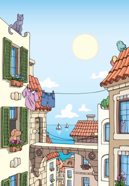 Old city near the sea. clipart