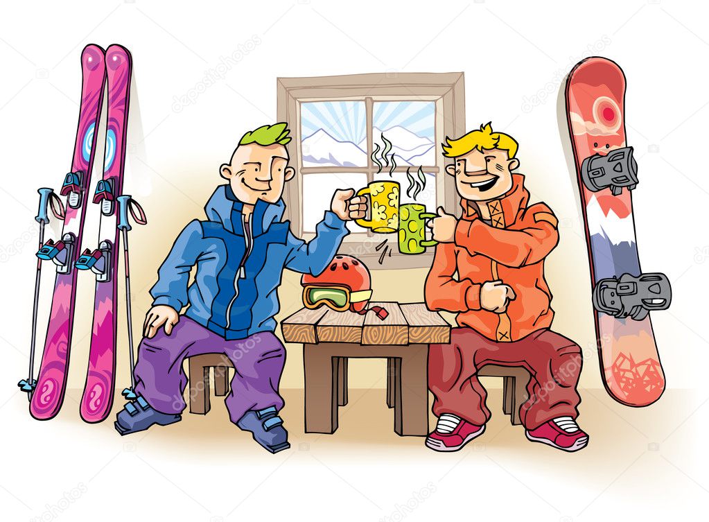 Skier and Snowboarder