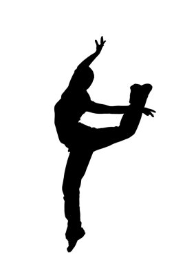 Black silhouette of a dancer on a white background clipart