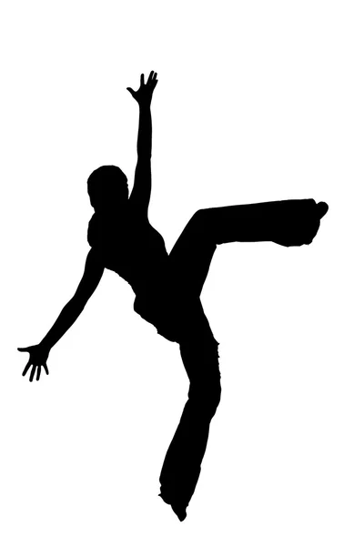 Černá silueta tanečnice na bílém pozadí — Stock fotografie