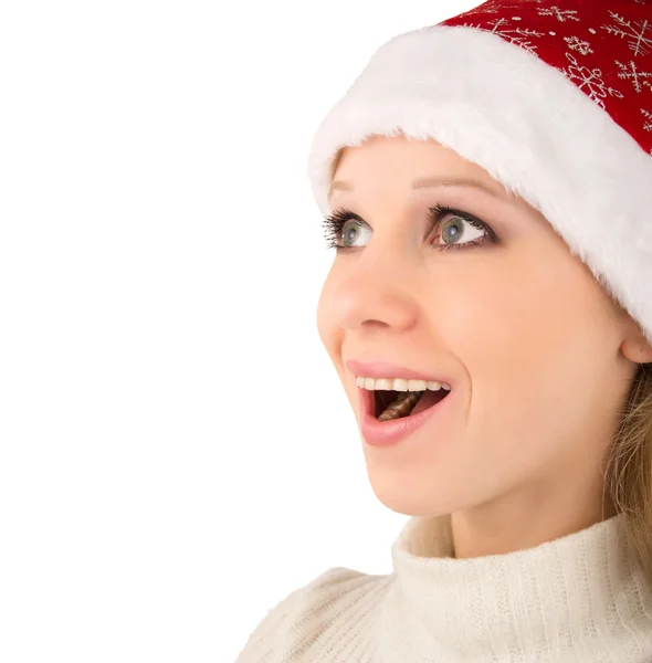 Christmas flicka förvånad — Stockfoto