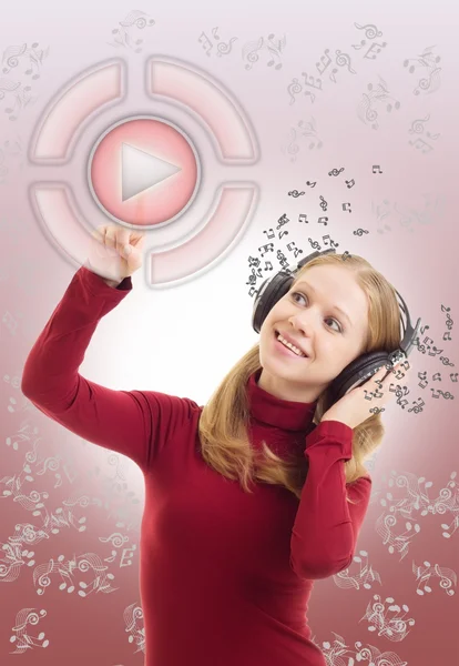 Mooi meisje luisteren naar muziek — Stockfoto