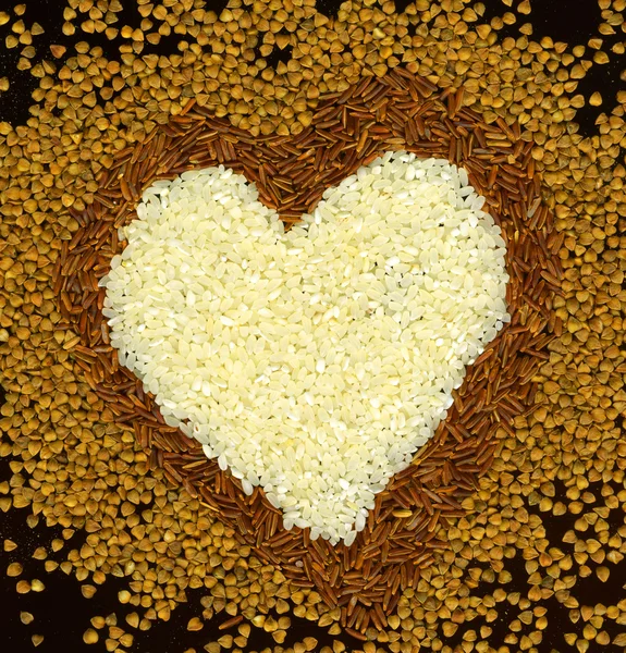 Corazón de trigo sarraceno y arroz — Foto de Stock