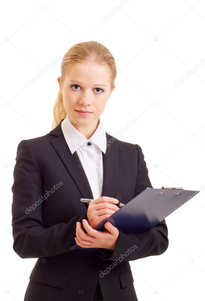 A beautiful young business woman with folder