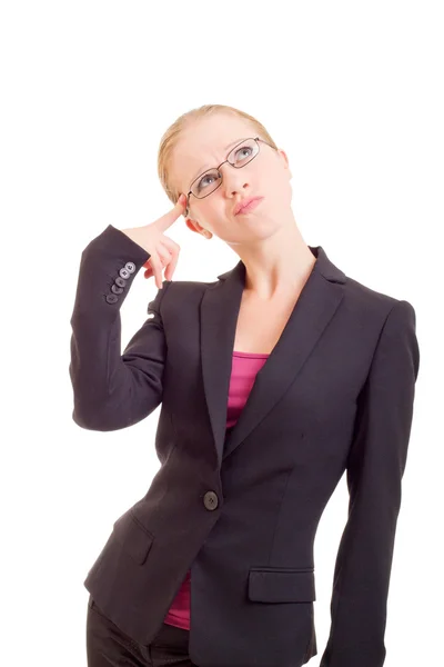 Attractive young business woman reflects — Stock Photo, Image