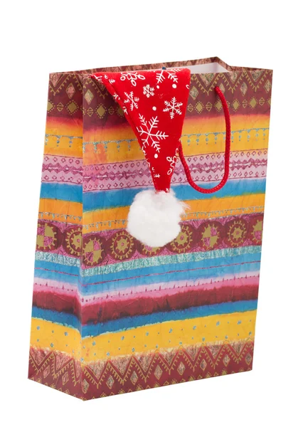 Gift bag and a hat Christmas — Stock Photo, Image