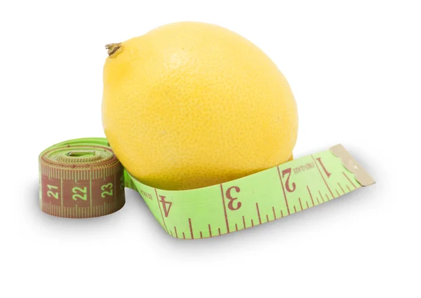 Změřte pásku a citron, strava koncept — Stock fotografie