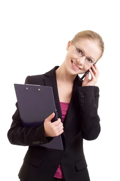 Бізнес-леді розмовляє на мобільному телефоні — стокове фото