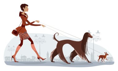 Walking dogs clipart