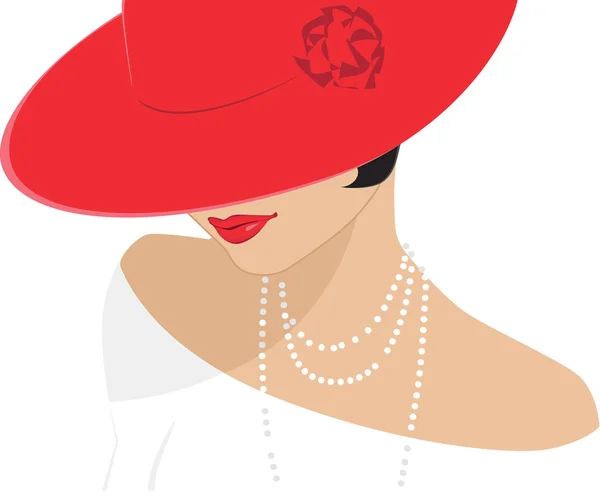 Kırmızı şapkalı kadın — Stok Vektör