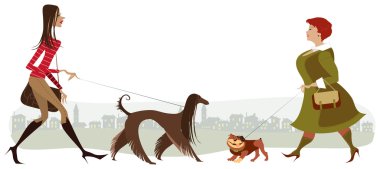 Walking dogs clipart