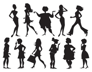 Silhouettes of women clipart