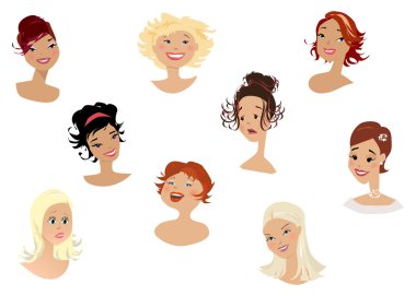 Women faces clipart