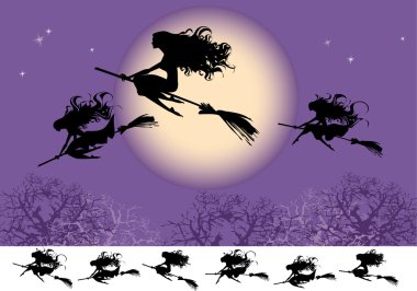 Witches fly clipart