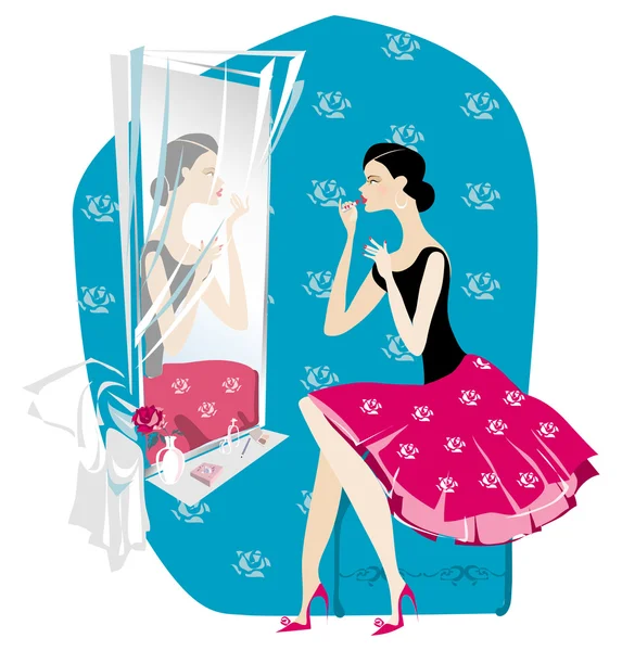 Lady doing make up — Stock Vector