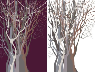 Silhouettes of trees thickset clipart