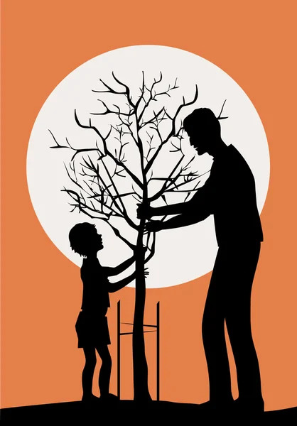 Plantation d'arbres — Image vectorielle