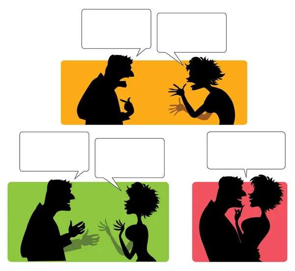Silhouette de couple émotionnel — Image vectorielle