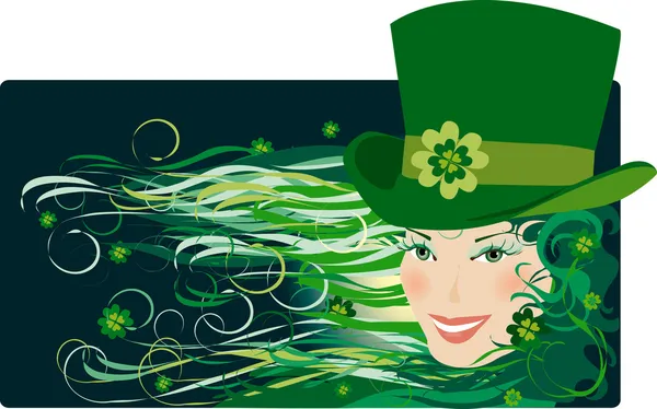 Leprenauch Lady on St Patrick Day — Stock Vector