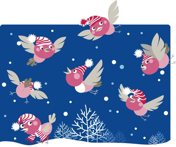 stock vector Funny winter birds