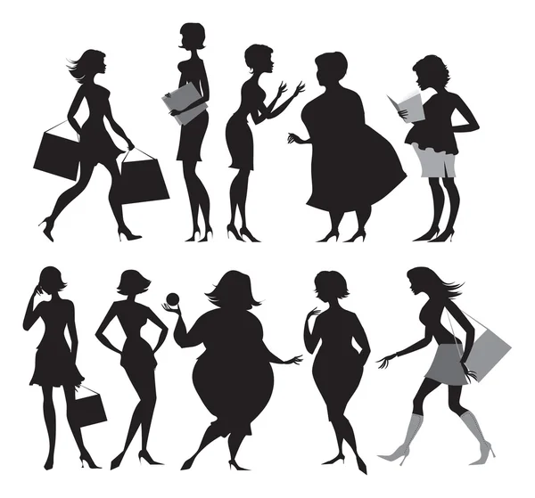 Women silhouettes — Stock Vector