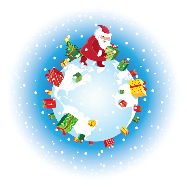 Père Noël et cadeaux — Image vectorielle