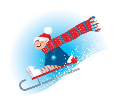 Winter sledding clipart