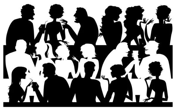 Silhouettes at cafe — Stock Vector
