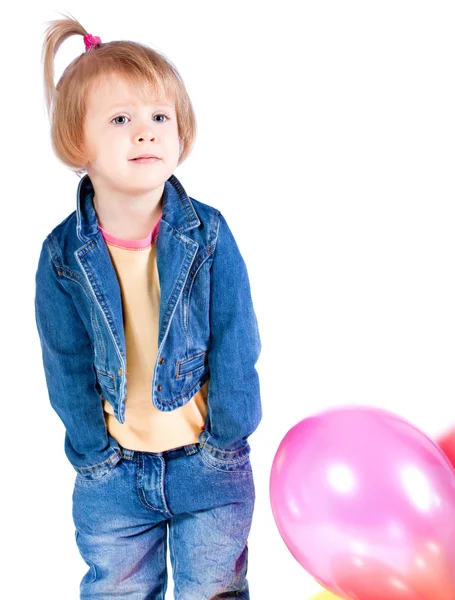 Girl in a denim suit — Stock Photo, Image